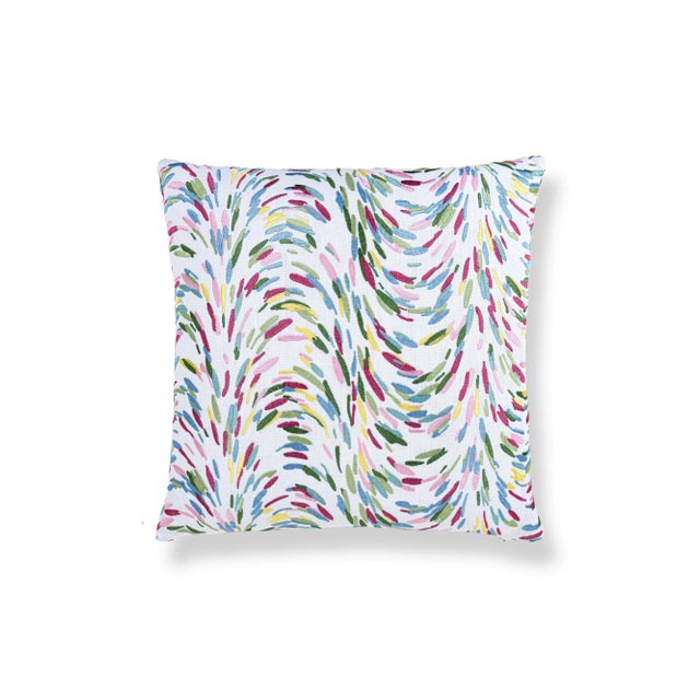 Contemporary The House Of Scalamandré Fountain Embroidery Square Pillow In Printemps For Sale - Image 3 of 3