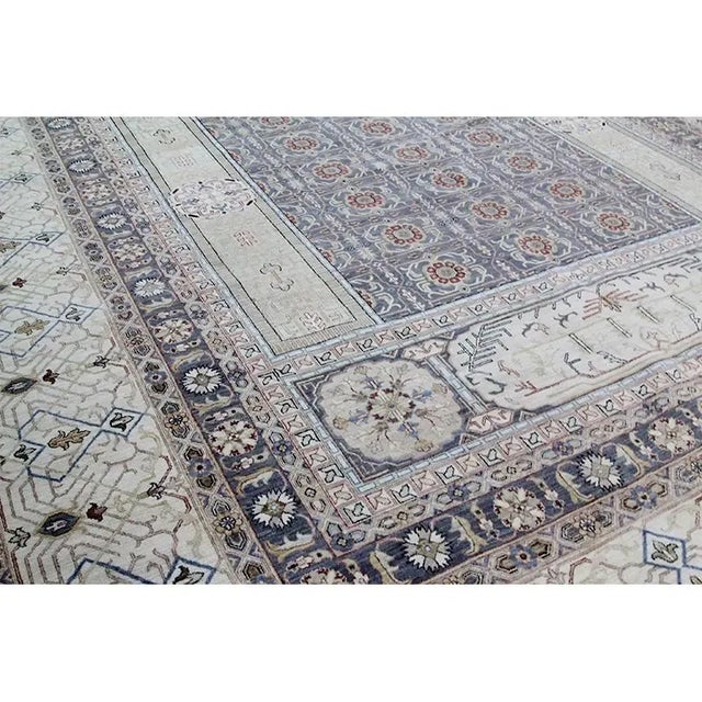 Textile 1990s Handwoven Gray/Ivory Mamlouk Style Rug 12×15 For Sale - Image 7 of 12