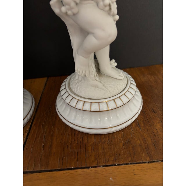 Capodimonte Pair of Capodimonte Italian Bisque Porcelain Cherub Figurines For Sale - Image 4 of 5