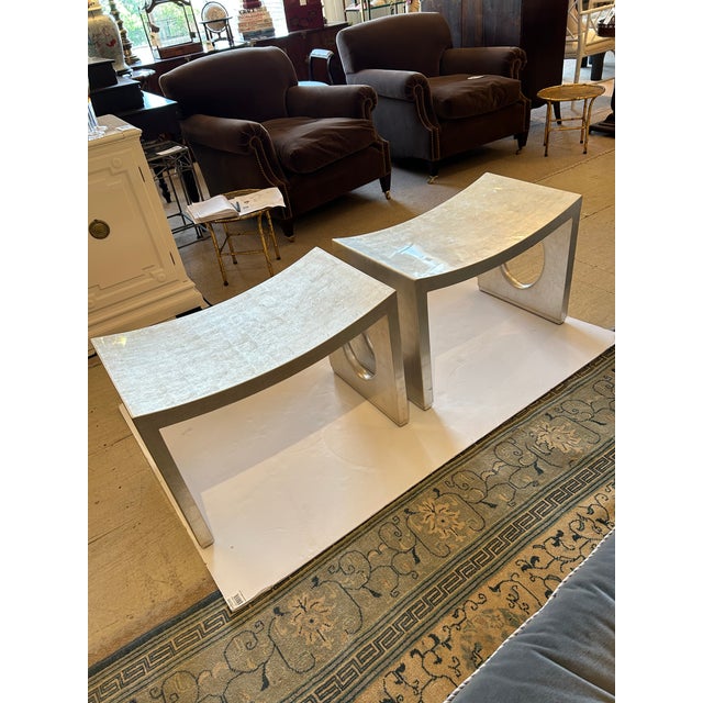 Contemporary Silverleaf Lacquer Benches For Sale - Image 9 of 11