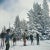 Skiing in Vail 1964 A group of skiers standing next to snow covered trees in Vail, Colorado, USA, 1964. Photo by Slim...