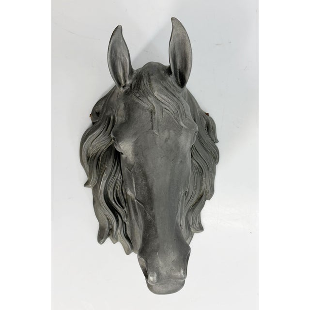 Vintage Cast Aluminum Horse Head Equestrian Wall Sculpture, Possibly French For Sale In Los Angeles - Image 6 of 18