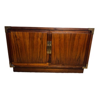 Jack Cartwright Modern Mid-Century Walnut Cabinet With Brass Hardware, Attributed For Sale
