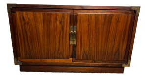 Jack Cartwright Modern Mid-Century Walnut Cabinet With Brass Hardware, Attributed