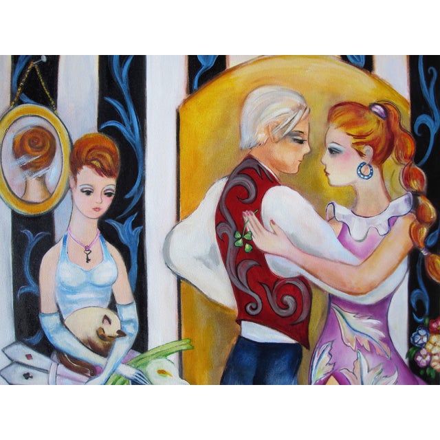 Wallflowers captures a vibrant social scene, where figures engage in a dance that exudes both elegance and nostalgia. The...