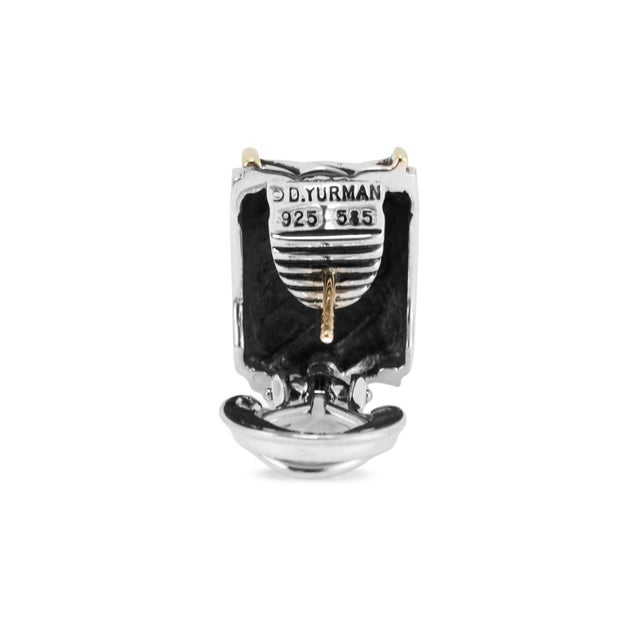 Metal David Yurman 14k Yellow Gold & 925 Silver Classics Cigar Huggie Clip-on Earrings, A Pair For Sale - Image 7 of 8