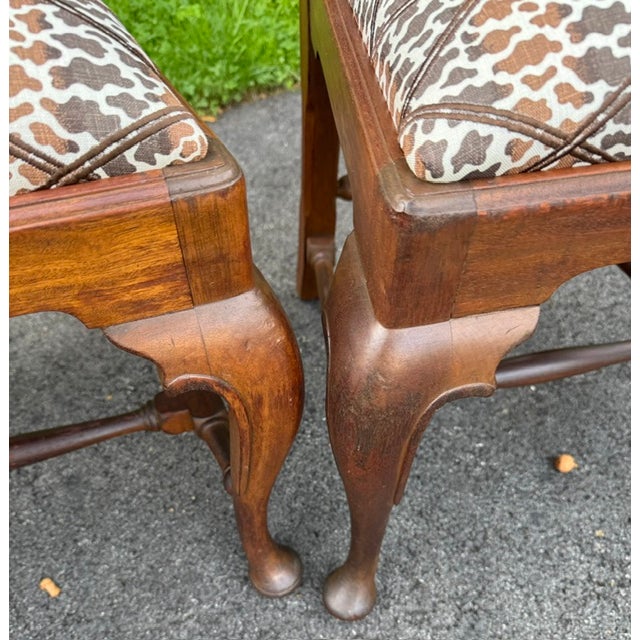 Set of 6 Solid Mahogany Queen Anne Style Dining Chairs Early 20th Century For Sale - Image 9 of 17