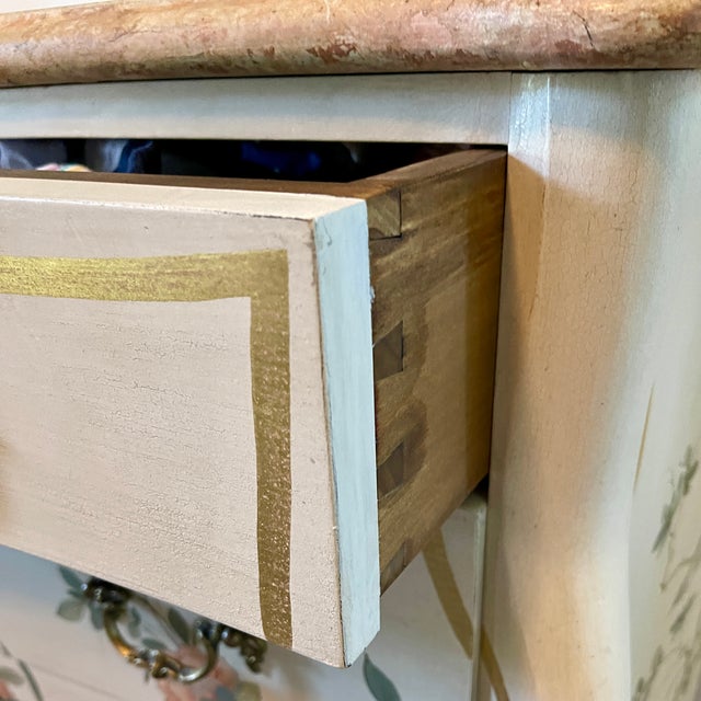 Vintage Rococo Stone Top Dresser With HandPaintings Chairish