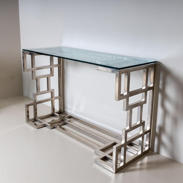 Late-20th Century Hollywood Regency Style Metal and Glass Consoles For Sale In New York - Image 6 of 10
