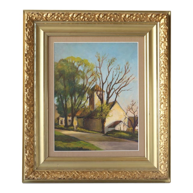Framed French Landscape Oil Painting For Sale