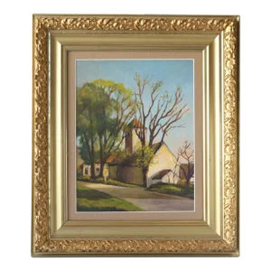 Framed French Landscape Oil Painting