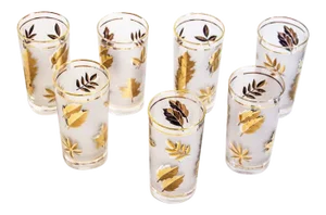 Mid-Century Libbey Golden Foliage Tumblers- Set of 7