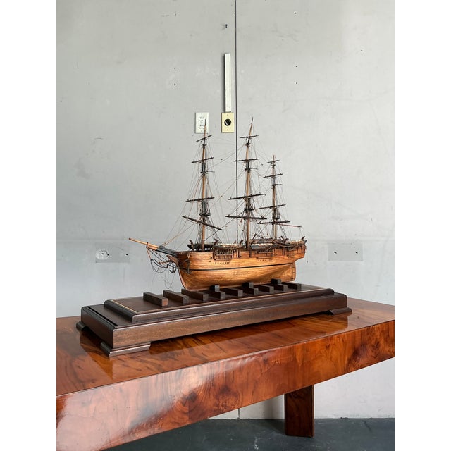 Wood Vintage Coastal Scale Model Sailing Ship For Sale - Image 7 of 7