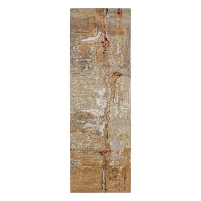 Silver 2010s Rug & Kilim’s Modern Abstract Runner in Silver, Beige & Gold Tones For Sale - Image 8 of 8