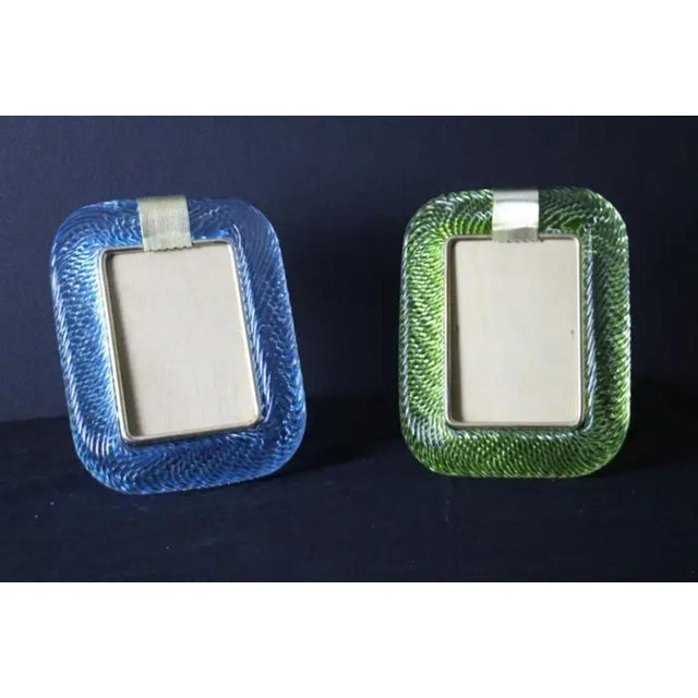 Sky Blue Twisted Photo Frame in Murano Glass and Brass from Barovier E Toso For Sale - Image 13 of 18
