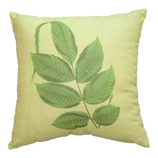 Green on Green Stove Fern Linen Pillow For Sale