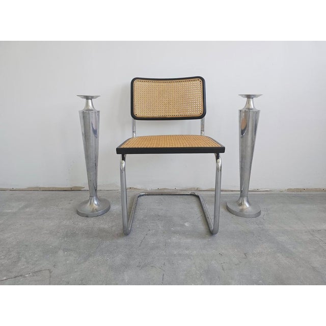 In this listing you will find a pair of extra large postmodern candlestick holders done in cast aluminum. Made in West...