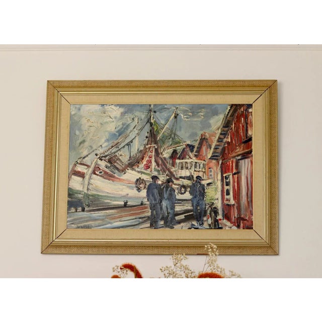 Alf Johanson, Harbour, 1960s, Oil on Canvas, Framed For Sale - Image 7 of 11
