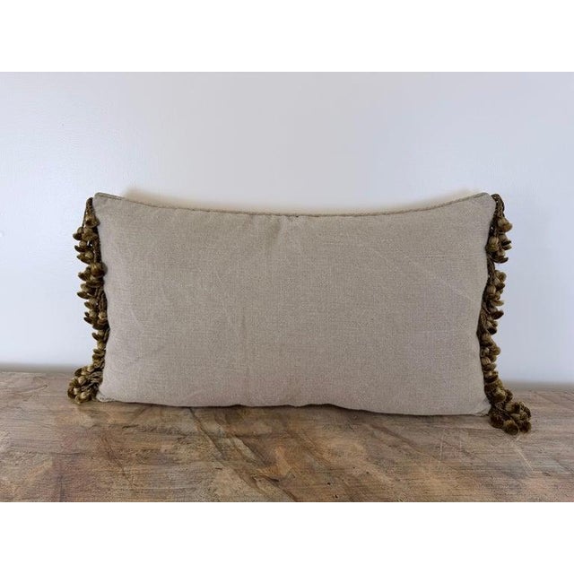 Textile French Neoclassical-Style Embroidered Monogram Velvet Lumbar Pillow For Sale - Image 7 of 7