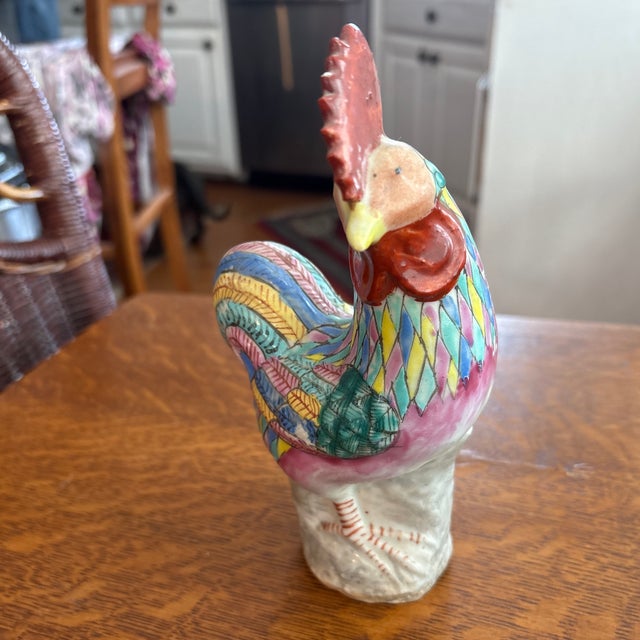 Chinoiserie Chinese Export Porcelain Polychrome Rooster For Sale - Image 3 of 4