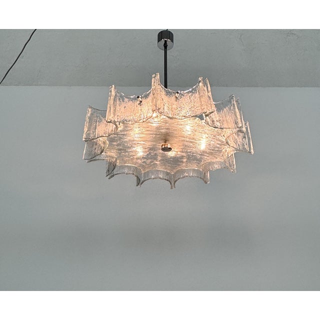 Large Ice Glass Chandelier from Kaiser Leuchten, 1970s For Sale - Image 4 of 18