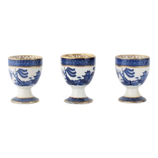 Midcentury English Willow Pattern Egg Cups For Sale