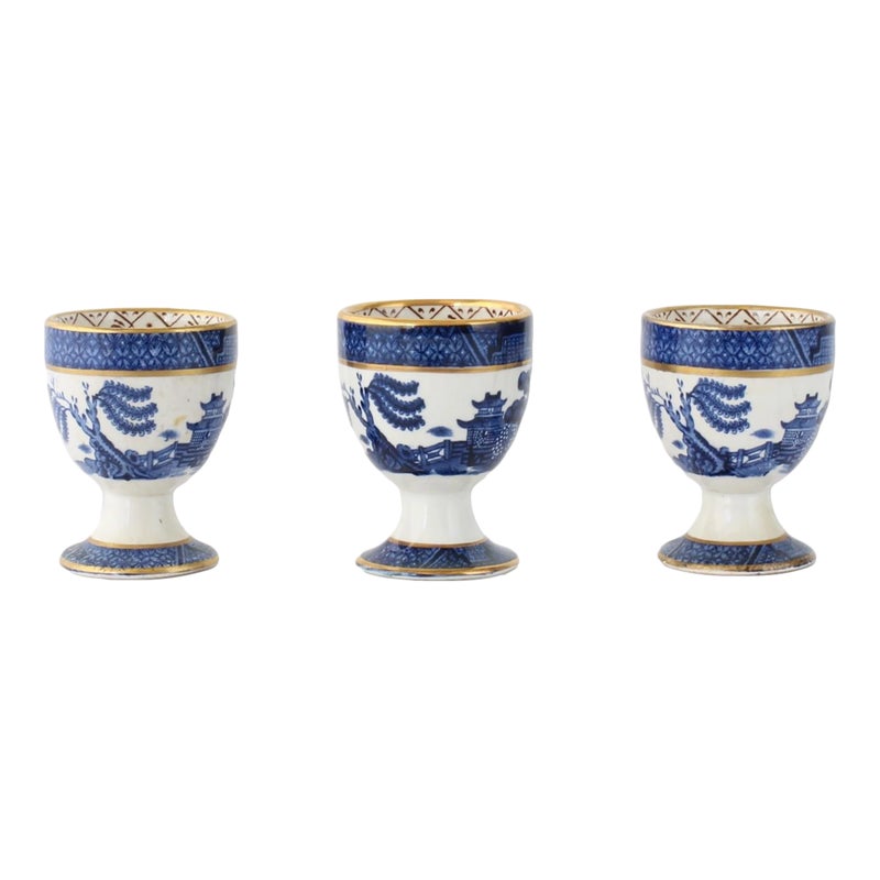 Midcentury English Willow Pattern Egg Cups
