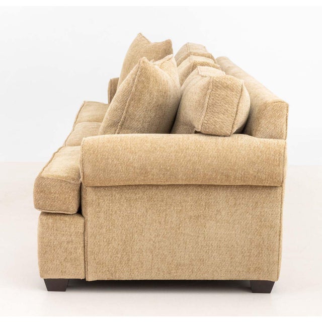 Modern Beige Chenille Upholstered Three-Seat Sofa For Sale - Image 4 of 7