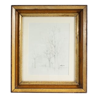 1959 Graphite Drawing of Trees Signed by Gene Szafran For Sale