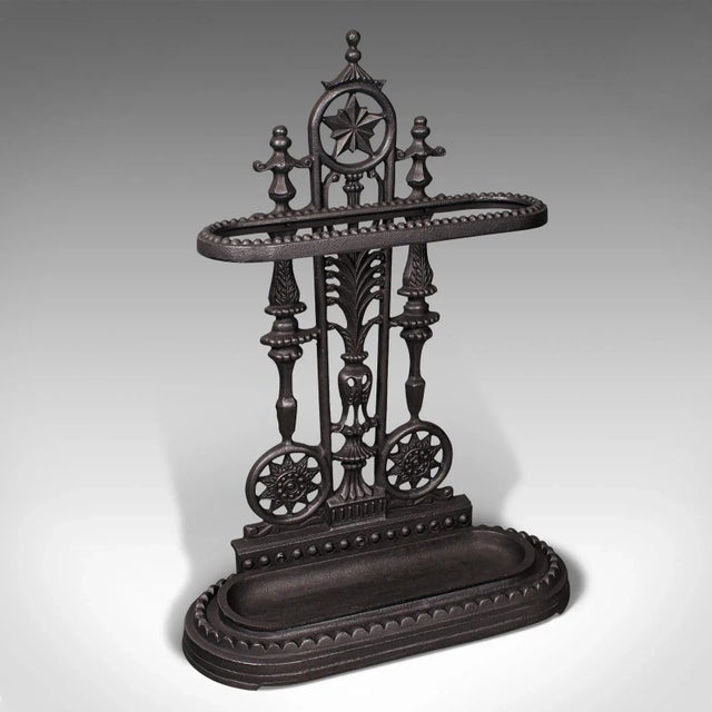 1940s Vintage Art Deco English Iron Decorative Stick Stand For Sale - Image 11 of 11