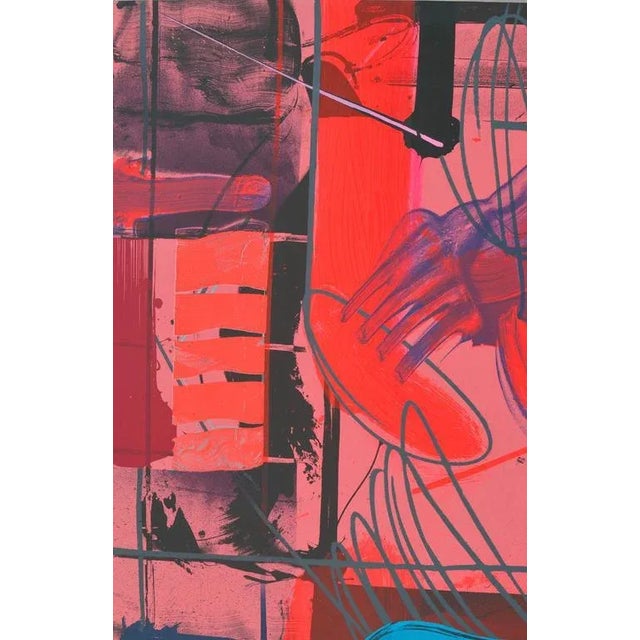 Stunning, vivid non-objective abstract screen print titled "Barnabas' Voyage State 2" by Michael Gallagher (American, b....
