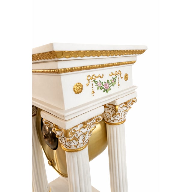 1980s Franklin Mint “The Empress Josephine” Neoclassical Mantel Clock – White & Gilt For Sale In New York - Image 6 of 13