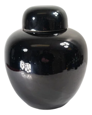 19th Century Chinese Chinoiserie Mirror Black Ginger Jar With Cover