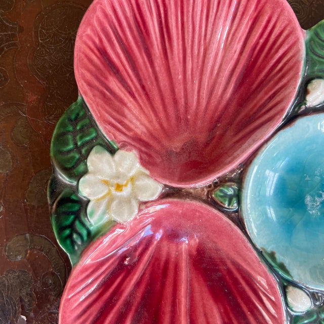 Vintage Holdcroft Style Majolica Oyster Plate For Sale - Image 4 of 5