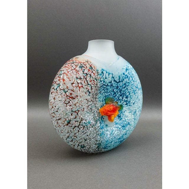 Kosta Boda Sweden Kjell Engman Signed Reef Fish Art Glass Vase #80202 Measures approximately 10" long, 3 1/2" wide, 10...