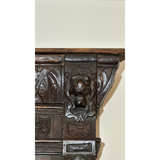 19th Century 19th Century Renaissance Revival Hand-Carved Walnut Wall Mirror With Original Foxed Glass For Sale - Image 5 of 12