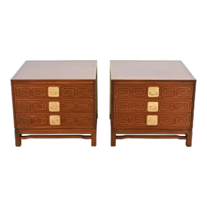 Widdicomb Mid-Century Modern Hollywood Regency Walnut Bedside Chests, Newly Refinished
