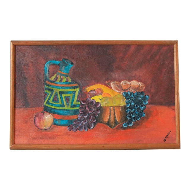 Framed Vintage Still Life Fruit Painting For Sale