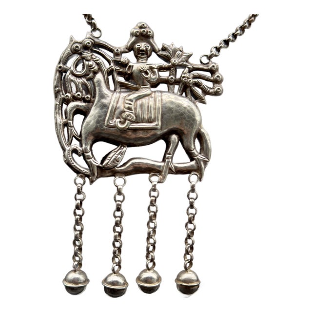 Antique Chinese Silver Qilin Necklace For Sale