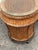 Woven Rattan Drum Side Table + Glass Top, Vintage For Sale - Image 4 of 12