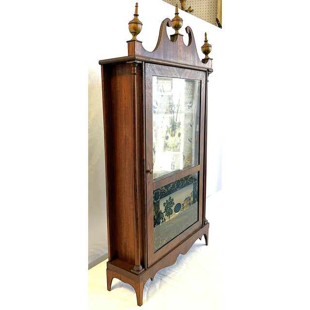 Antique 1800's Riley Whiting Eight Day Mantel Clock With Reverse Painted Glass Door For Sale - Image 4 of 18