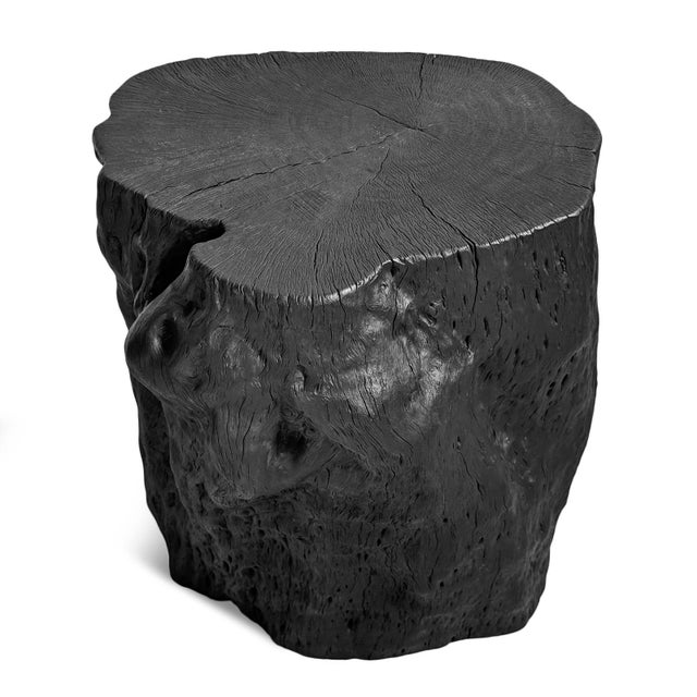 Contemporary Natural Form Organic Modern Black Stump Side Table / Stool For Sale - Image 3 of 4