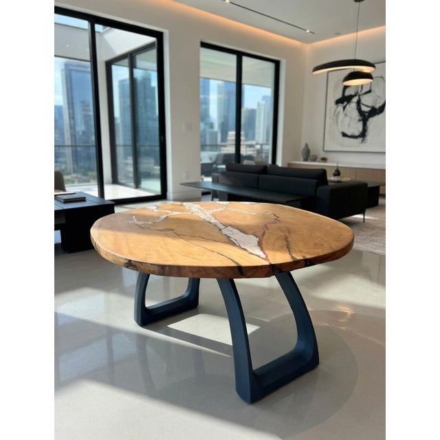 Trident Table – 2026 Masterpiece by Renowned Artist Andy Sanchez Alligator Juniper Wood • Ammonites • White Marble 7 ft x...