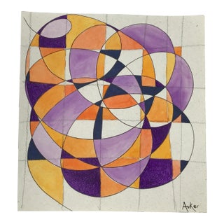 "The Mod Storm (Arc vs. Grid Series)" Contemporary Modernist Abstract Watercolor Painting by CL Auker For Sale