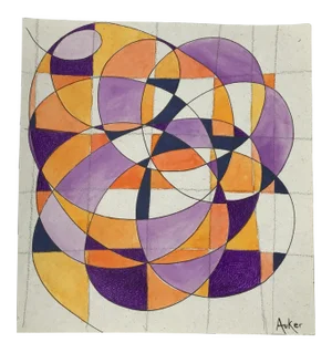 "The Mod Storm (Arc vs. Grid Series)" Contemporary Modernist Abstract Watercolor Painting by CL Auker