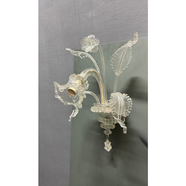 Vintage Venetian Murano Glass Wall Sconces, 1970s, Set of 2 For Sale - Image 6 of 13