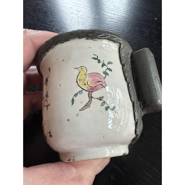 Antique Earthenware Inkwell by Veuve Perrin, 1700s, in Very Good conditions. Designed before 1890 This piece has an...