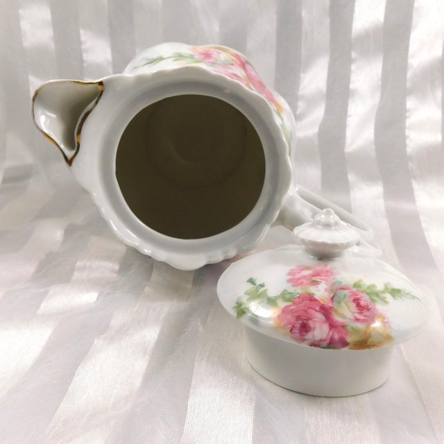 1950s 1950s Heinrich & Co. Teapot of Chocolate Pot With Pink Roses For Sale - Image 5 of 8