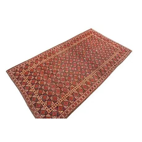 Wonderful Red Color With Rhombus Geometric Design Antique Asian Ersari Beshir Rug For Sale - Image 12 of 12