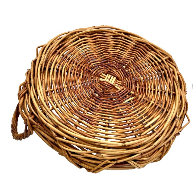 Large Vintage Woven Basket Tray For Sale - Image 4 of 7